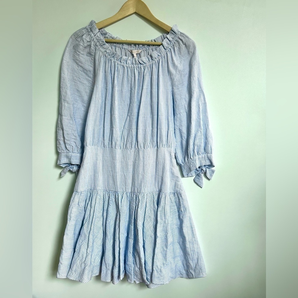 Rebecca Taylor Striped Mini Dress white blue size 6 - Picture 7 of 11